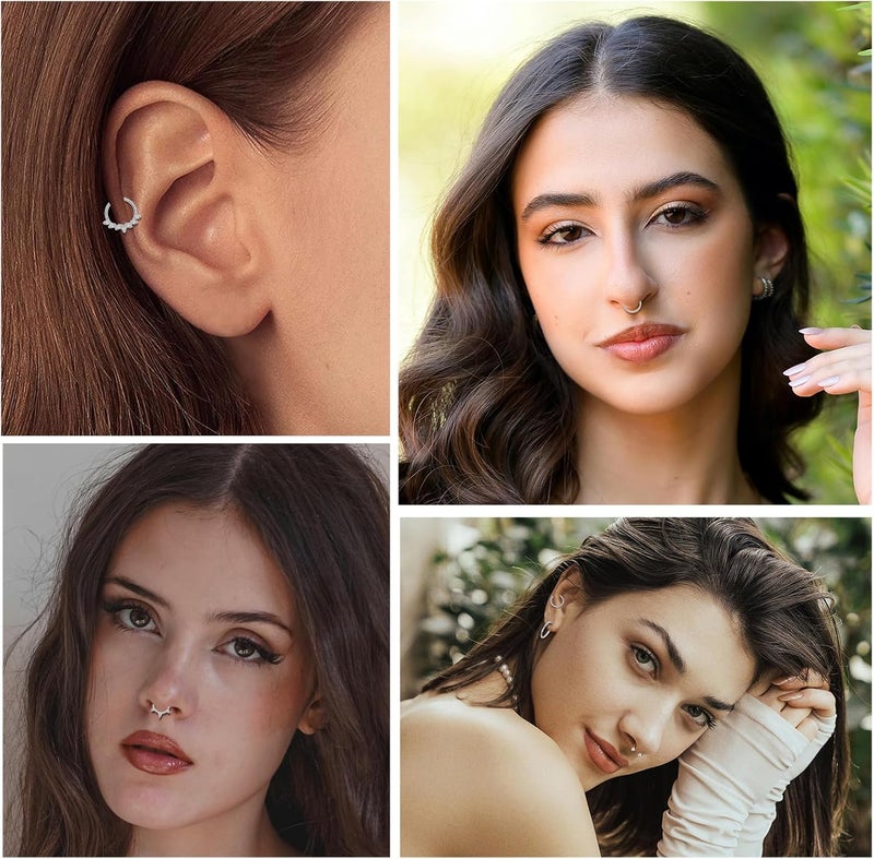 ONESING 20-30 Pcs Septum Rings 16G Septum Jewelry - Surgical Steel Piercings Horseshoe Helix Daith Smiley Tragus Lip Rings Nose Hoop Hinged Seamless Piercing Jewelry for Women Men - Image 3